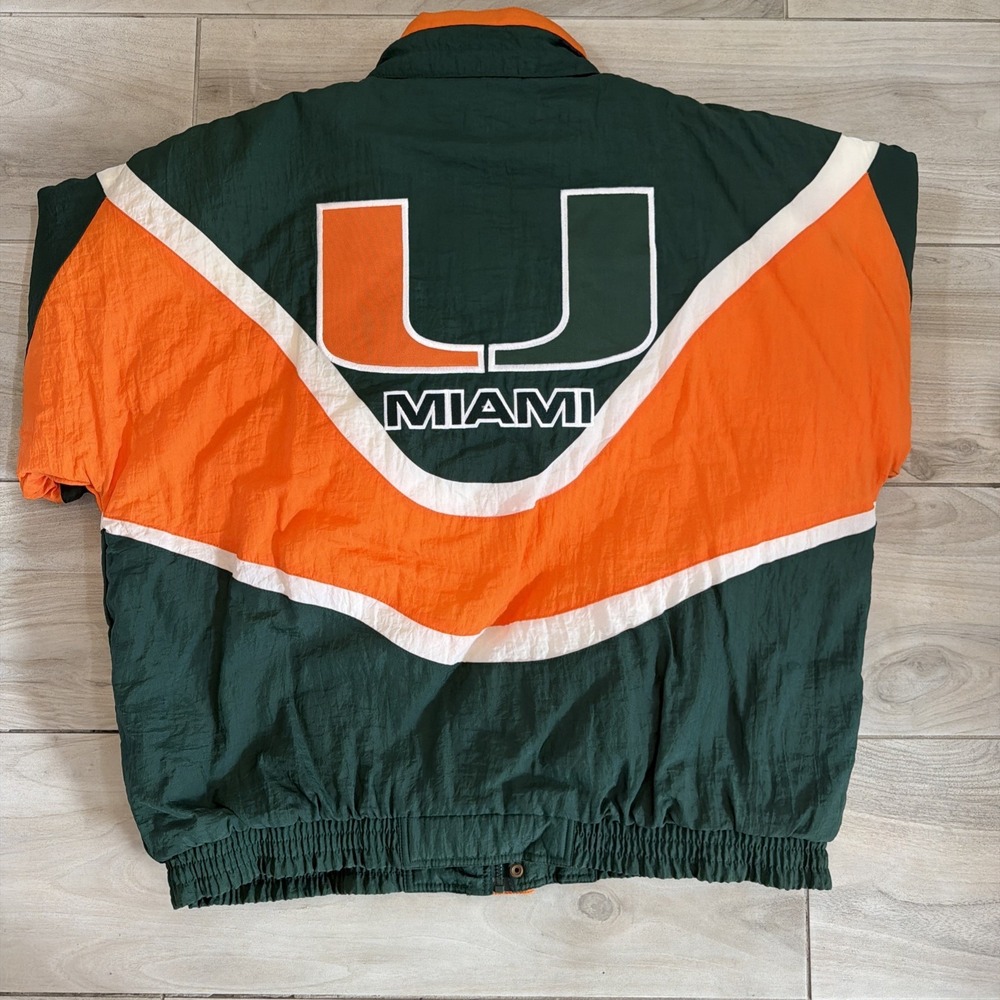 Vintage 90s University of Miami Hurricanes Apex One Full Zip Jacket Hood Sz XL